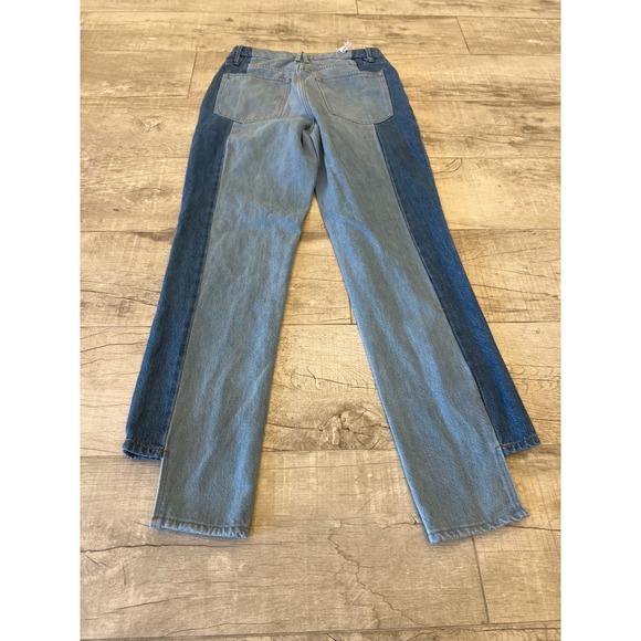 Good American Good Boy Two Tone Step Hem High Waist Boyfriend Jeans Size 6/28 - Picture 4 of 12